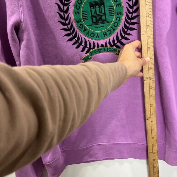 Scotch and Soda Amsterdam Couture Purple Crewneck Logo Embroidered Sweatshirt L - Picture 7 of 10